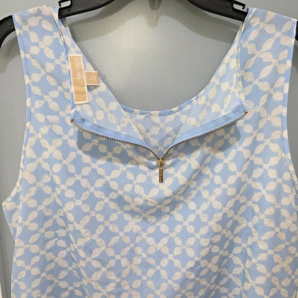 Michael Kors Blue & White Sleeveless Tank Blouse XL | Print Top - Picture 14 of 16